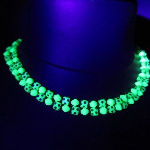 Hand knotted Uranium glass bead necklace